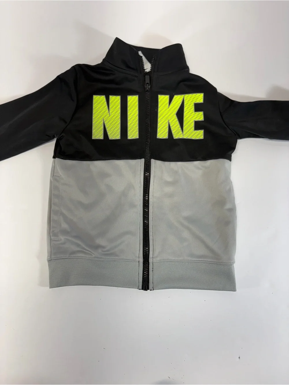 Nike Toddler Boys Colorblock Full Zip Track Jacket Black Gray Neon Yellow 4T